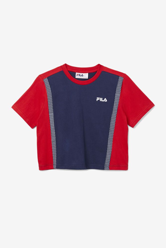 Fila Molly Color Block Navy T-Shirt Womens - NZ 28403-CGHT